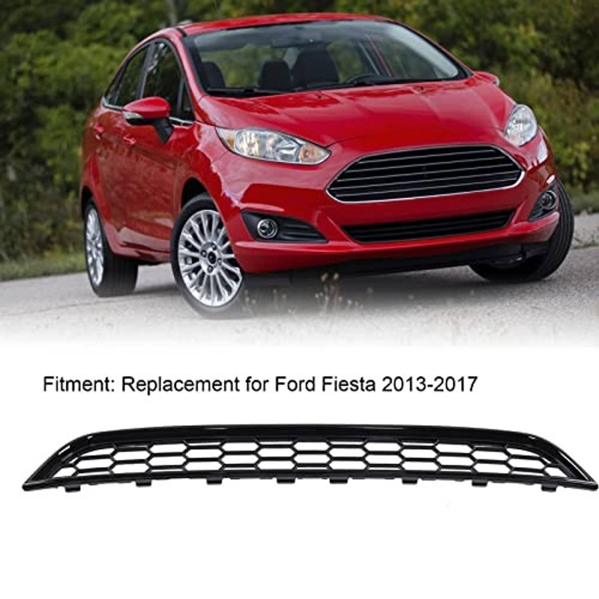 Front bumper grille replacement piece with black hex mesh center