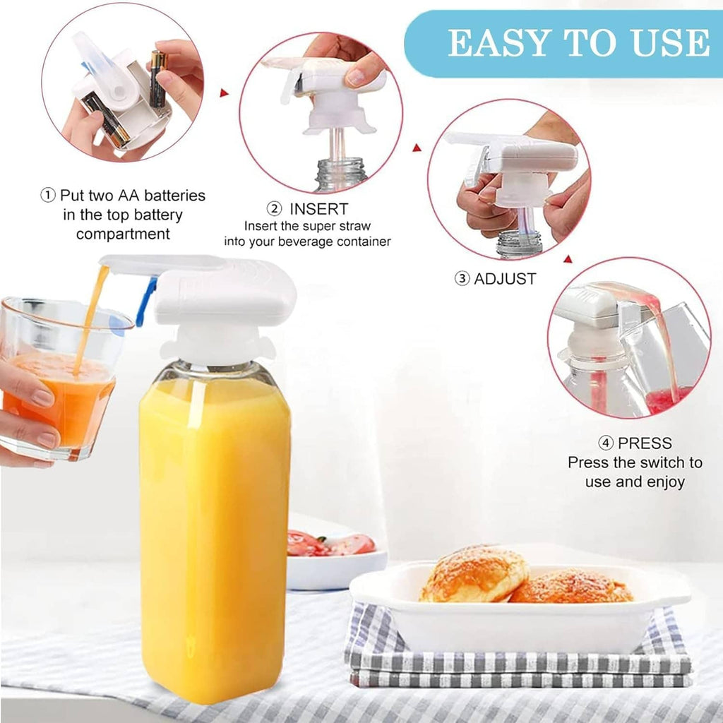 White electric dispenser with removable straw and AA battery compartment