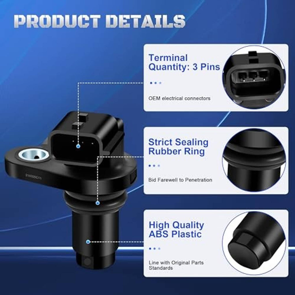 Camshaft position sensor with three-pin terminal and rubber sealing ring