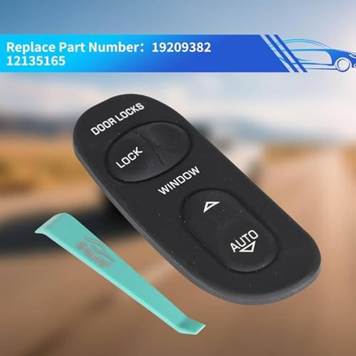 Black power window control switch with door locks, window, and AUTO button