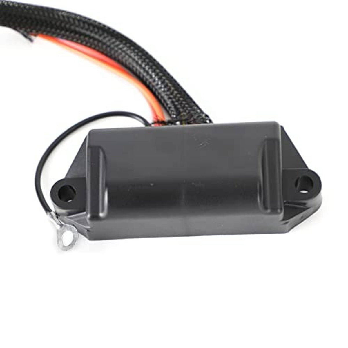 CDI switch box power pack with black metal mounting bracket and attached multi-wire harness