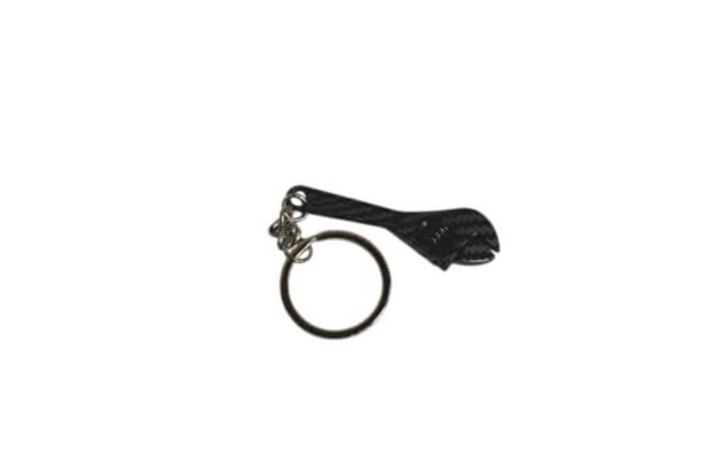 Carbon-fiber style shift lever keychain charm with key ring