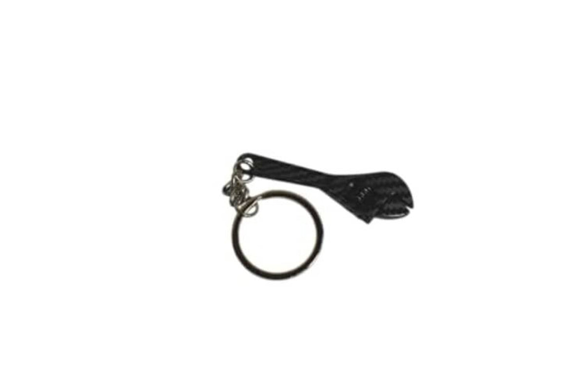 Carbon-fiber style shift lever keychain charm with key ring