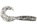 Yamamoto 4-inch single-tail grub lure in smoke gray with black and silver glitter flakes