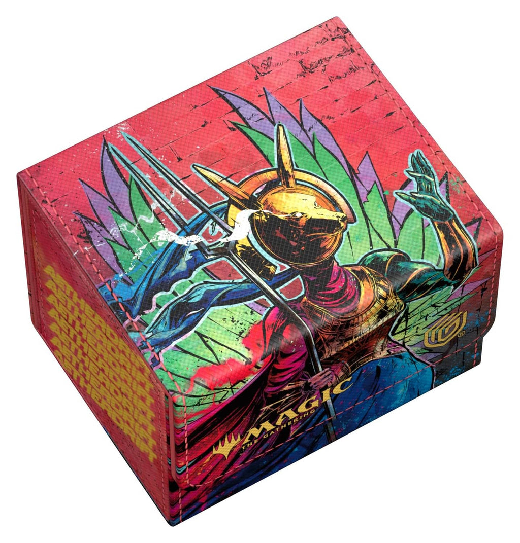 Ultimate Guard Sidewinder deck box with red Hazoret artwork, top and side view