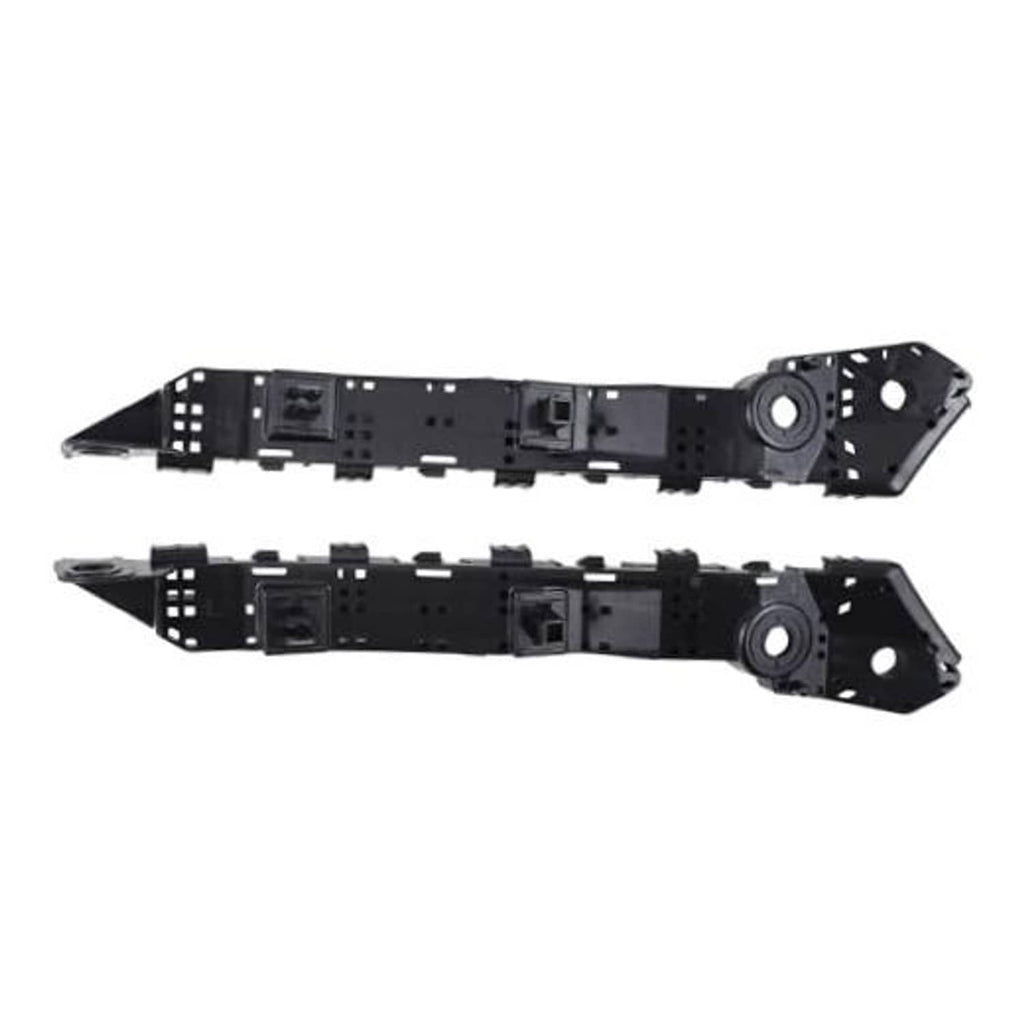 Pair of black front bumper fender bracket support mounts with circular mounting holes