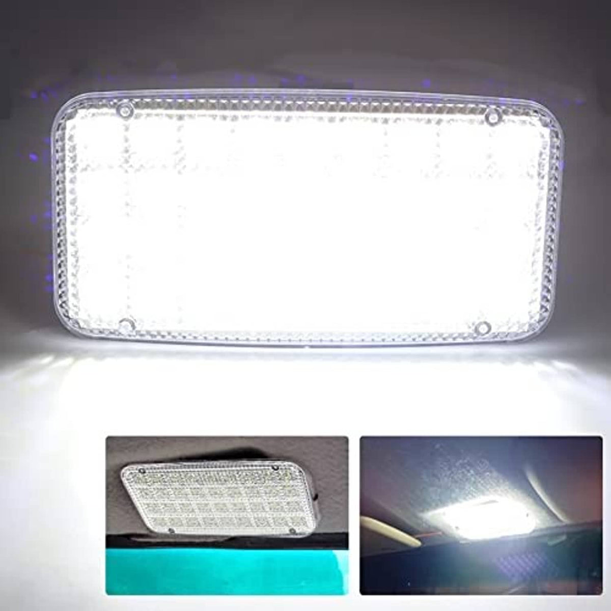 Rectangular LED interior reading light with bright illumination and clear lens