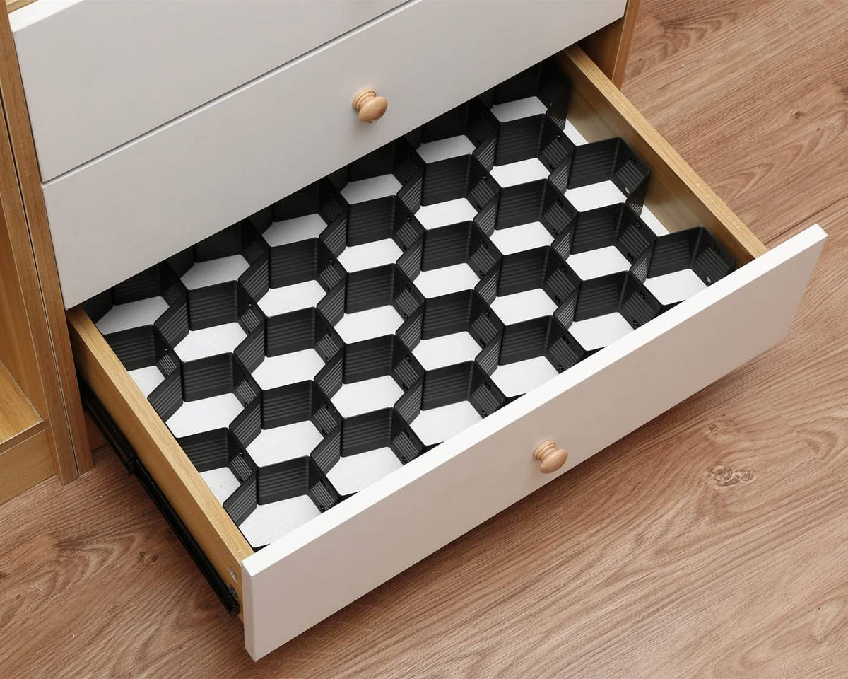 RivetOak Natzerat Honeycomb Separator Adjustable Drawer Organizer Divider for Black