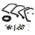 Black front and rear fender flare kit with installation hardware and fasteners