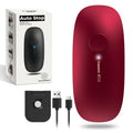 Red electric can opener with USB charging cable and accessories, shown with retail box