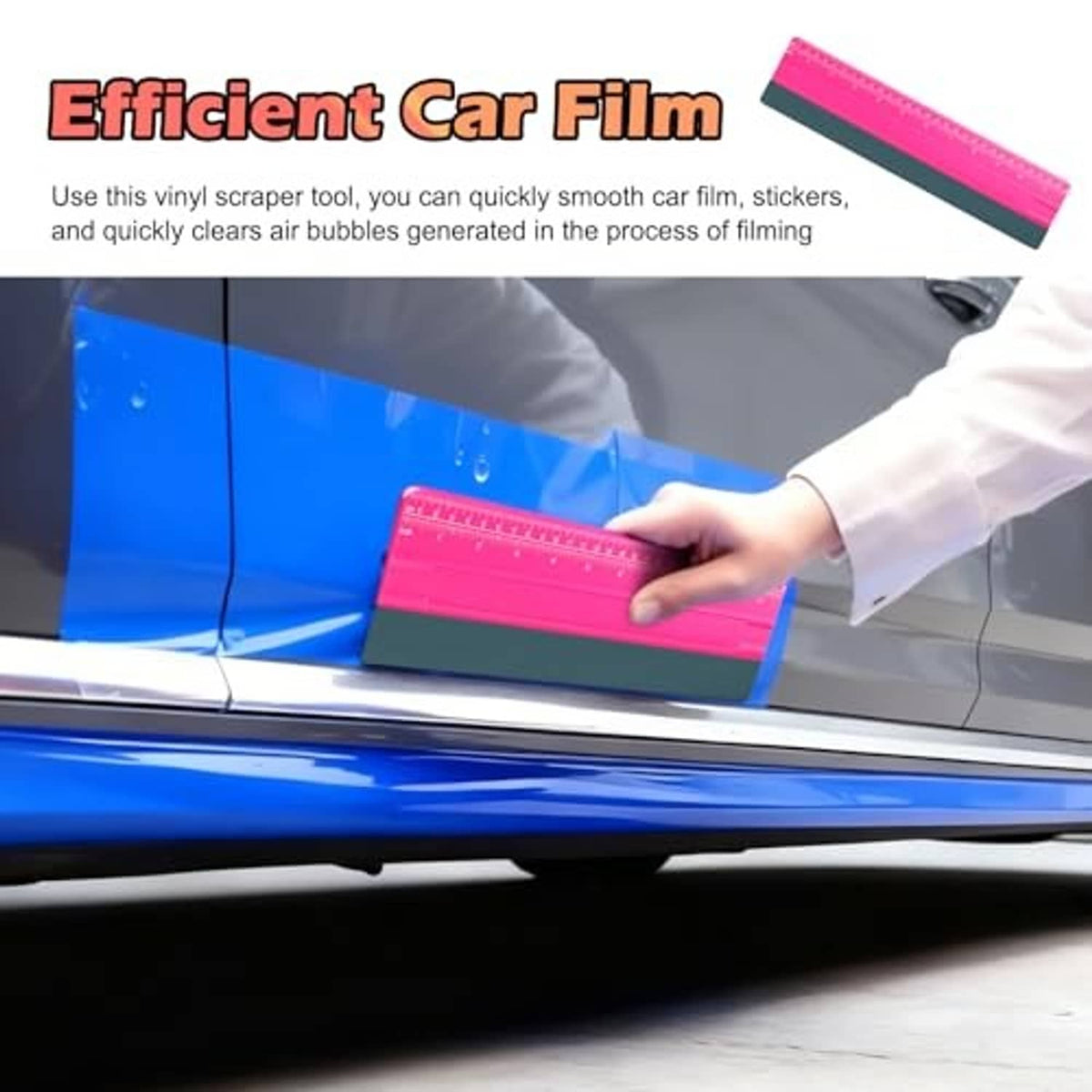 Pink vinyl scraper/squeegee tool with ruler markings and soft felt pad