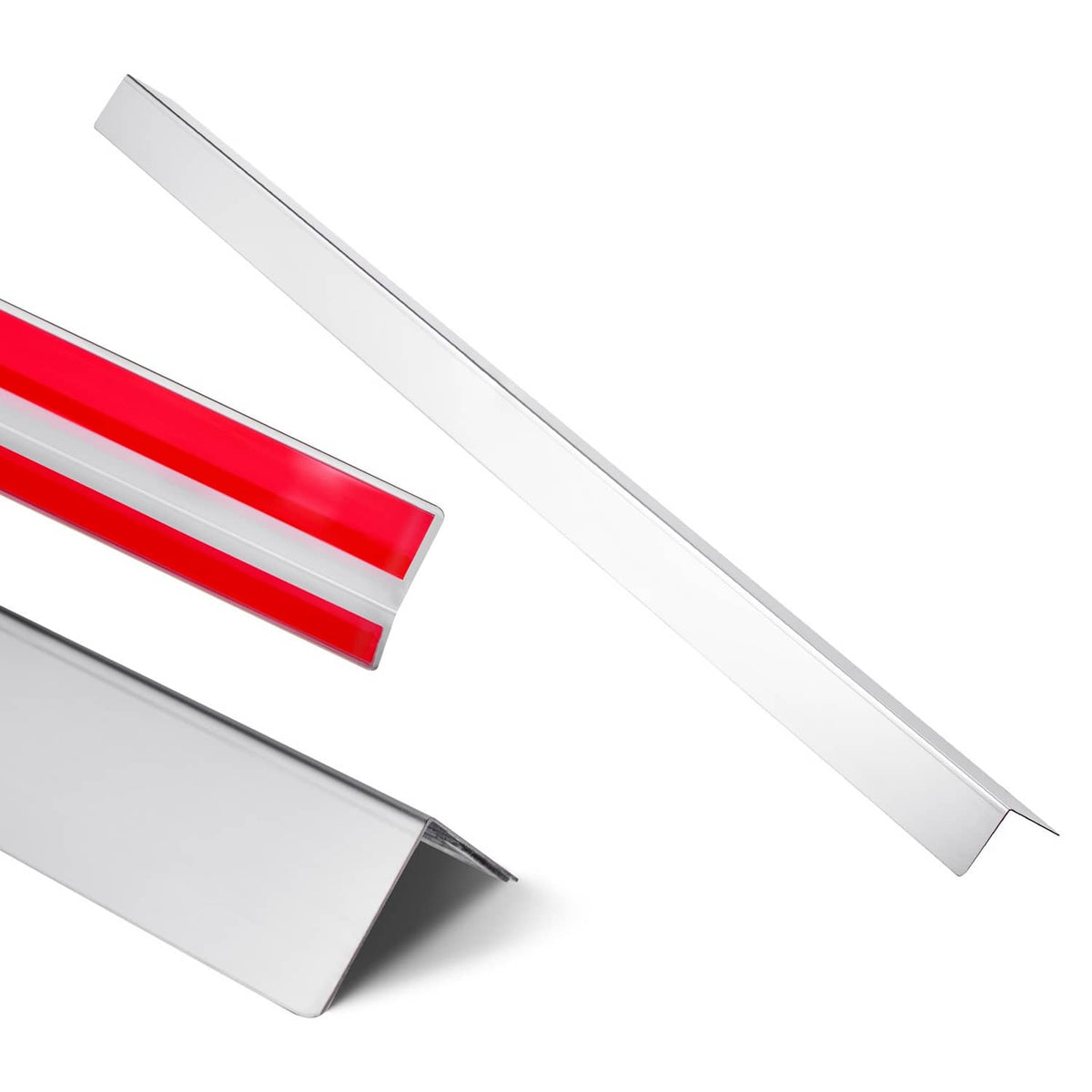 Brushed stainless steel wall corner guard, L-shaped protective channel strip