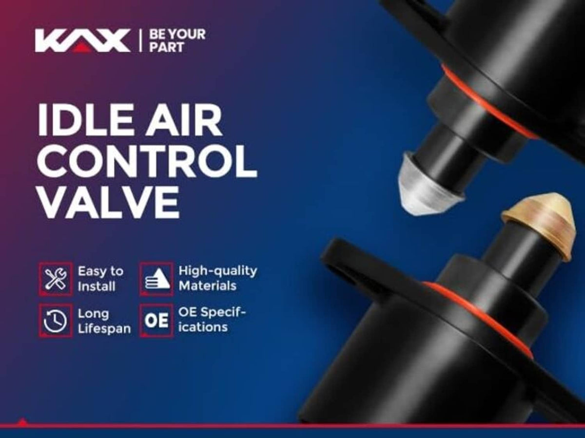 Idle air control valve with black housing and brass port shown on product graphic