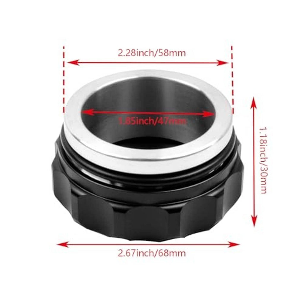 Filler neck cap size: 2.67in dia, 2.28in OD, 1.18in height, 1.85in opening