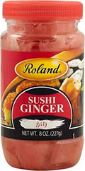 Roland sushi ginger slices in jar, 8 oz, red lid and label