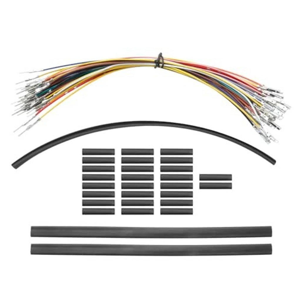 CAN-bus wiring extension harness with bundled multicolor leads and black heat-shrink pieces