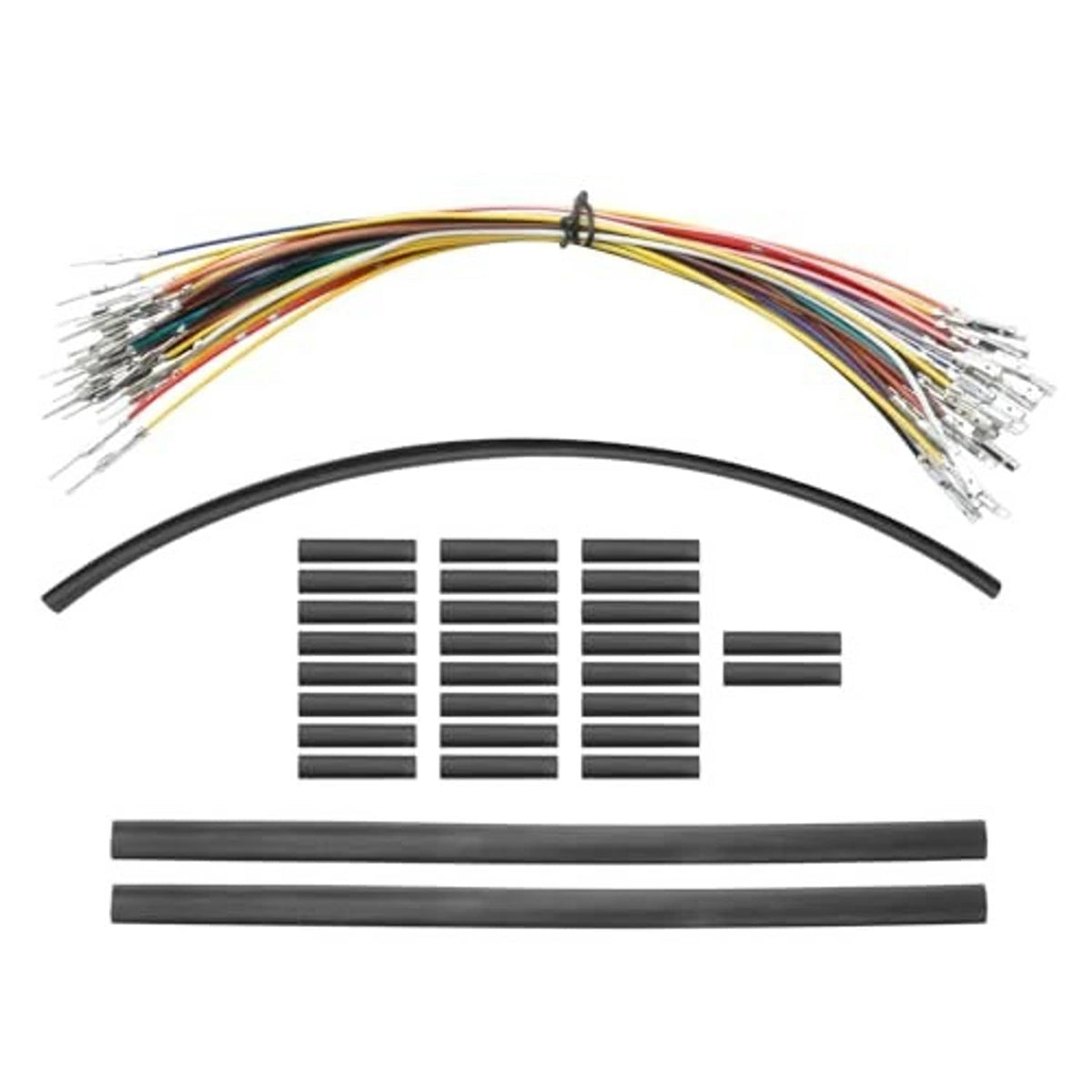CAN-bus wiring extension harness with bundled multicolor leads and black heat-shrink pieces