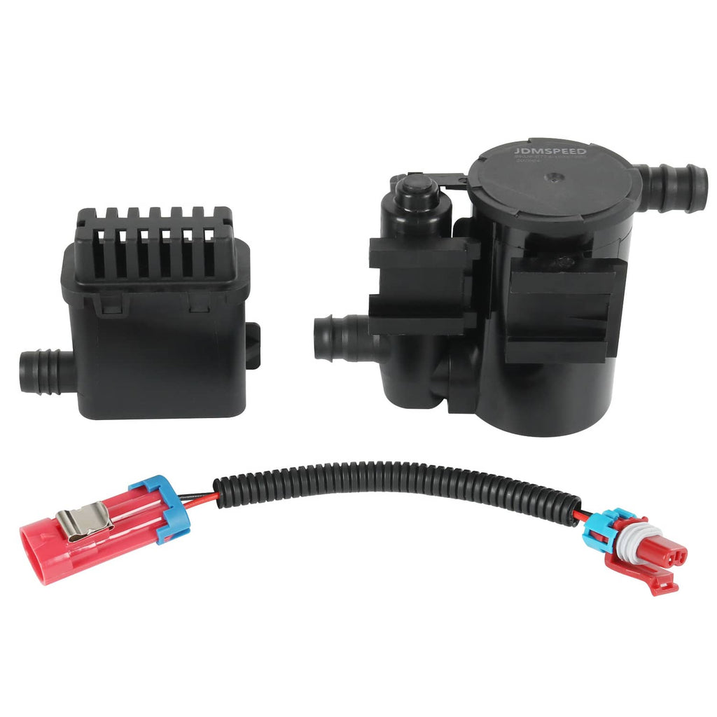 Evap canister vent solenoid with black plastic body and attached vacuum hose connectors