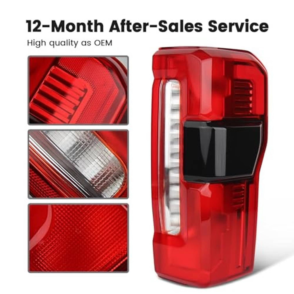 Right passenger-side tail light assembly with red housing, clear side, and black insert