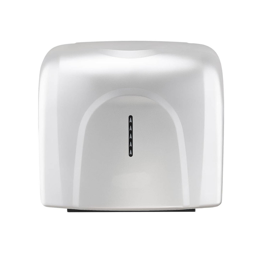 Automatic hand dryer, white ABS body with front sensor arch and nozzle opening