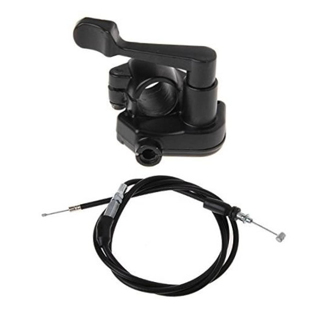Black thumb throttle cable accelerator control assembly with attached cable