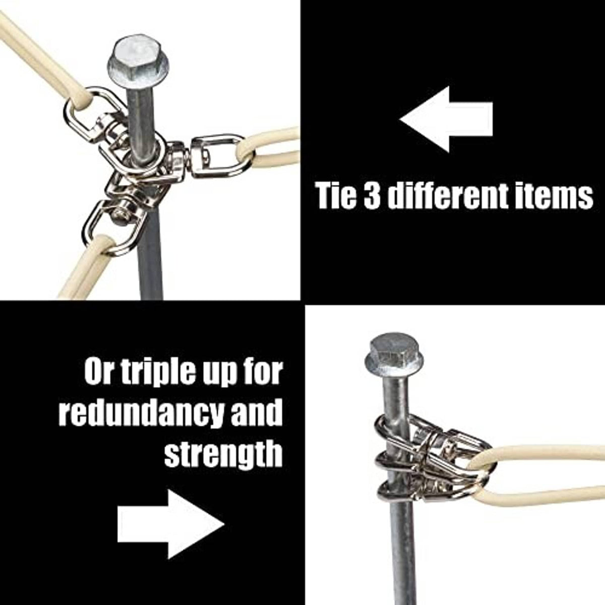 Galvanized ground anchor with hex head and clamp for connecting tent/tie-down lines