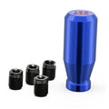 Blue aluminum weighted shift knob with red 1-5 markings on top