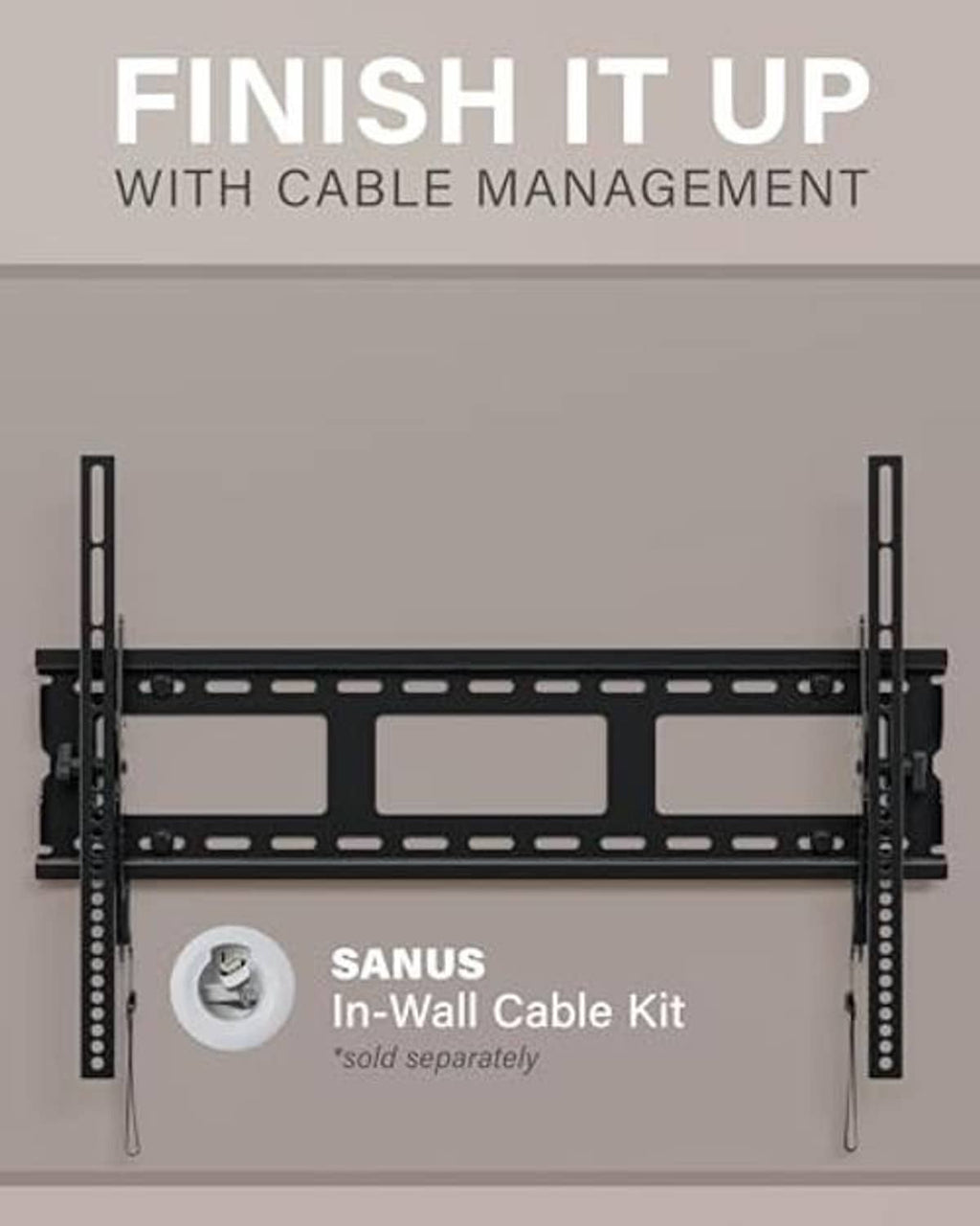 TV wall mount bracket with in-wall cable kit for organized wiring
