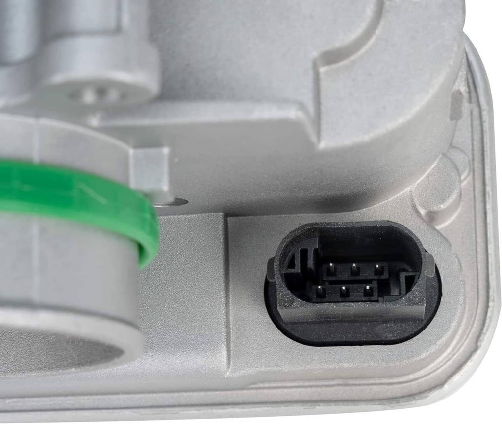 Throttle body wiring connector with black 6-pin plug and surrounding housing