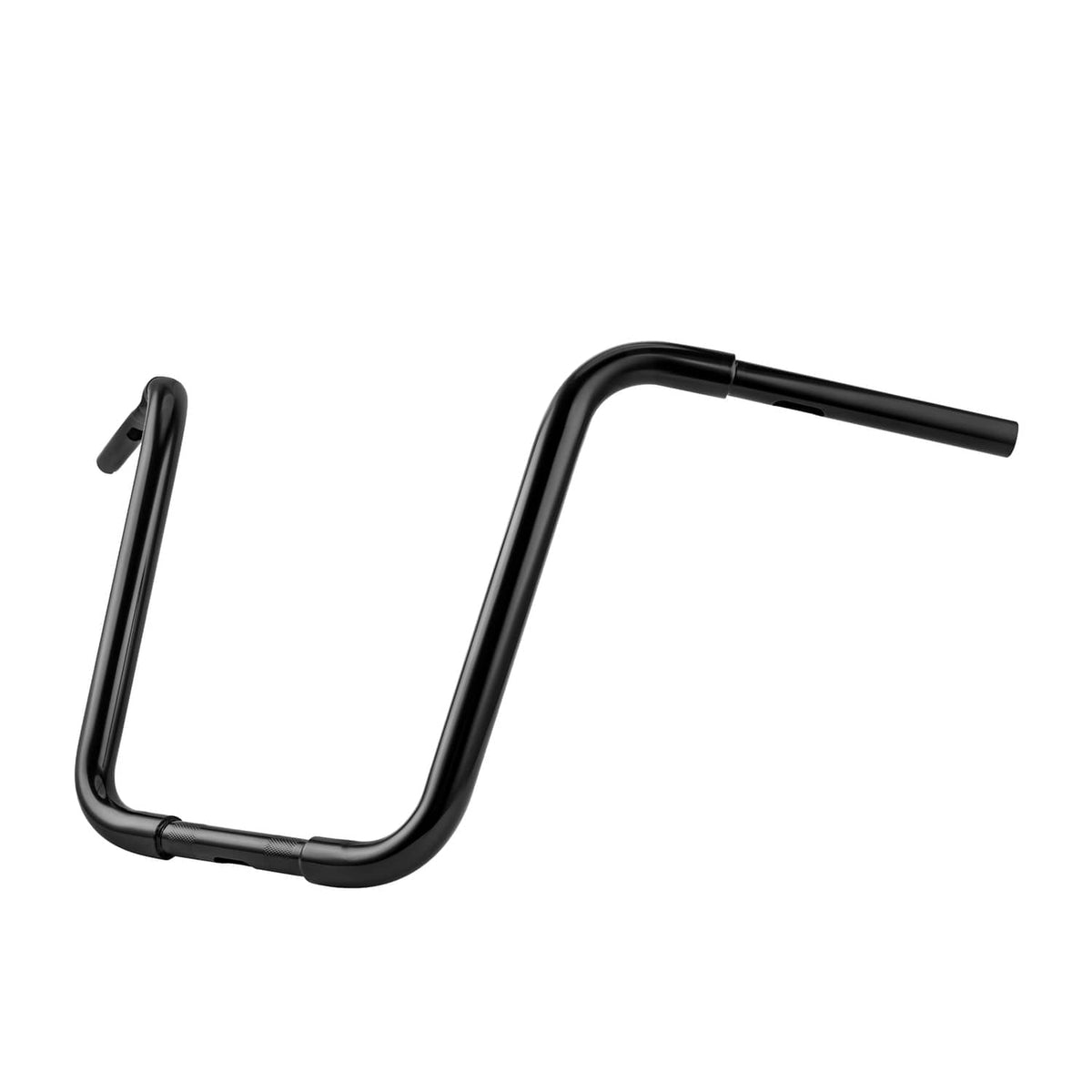 Black curved ape hanger bars with stepped bends and mounting points