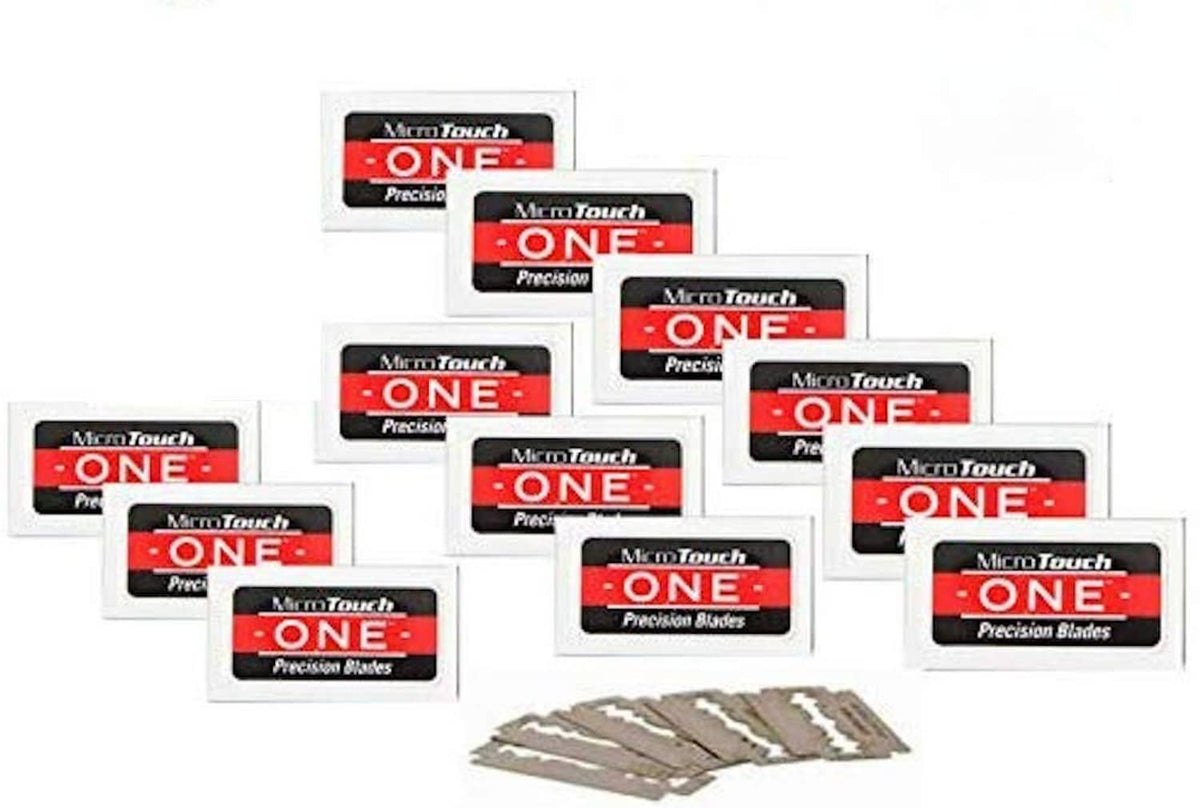 MicroTouch ONE precision razor blade pack with multiple cartridges and spare blades