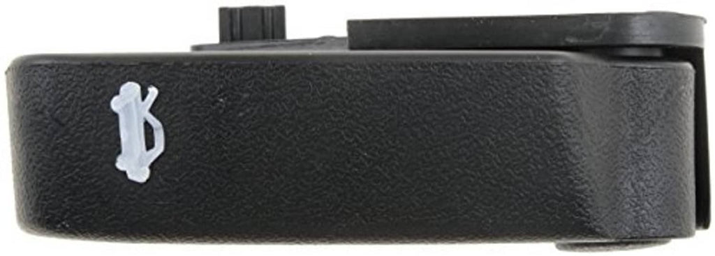Textured black hood release handle edge with small release emblem