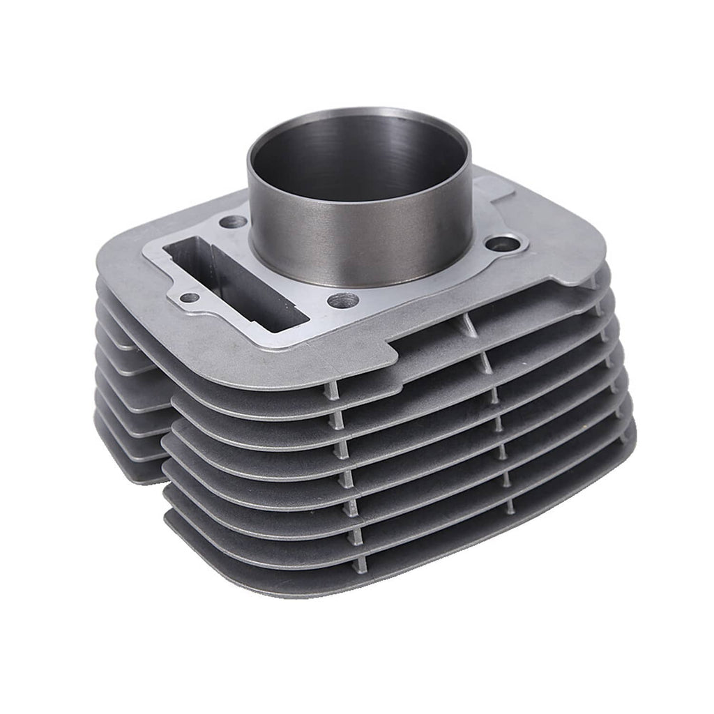 Metal cylinder head assembly with cooling fins and side intake opening