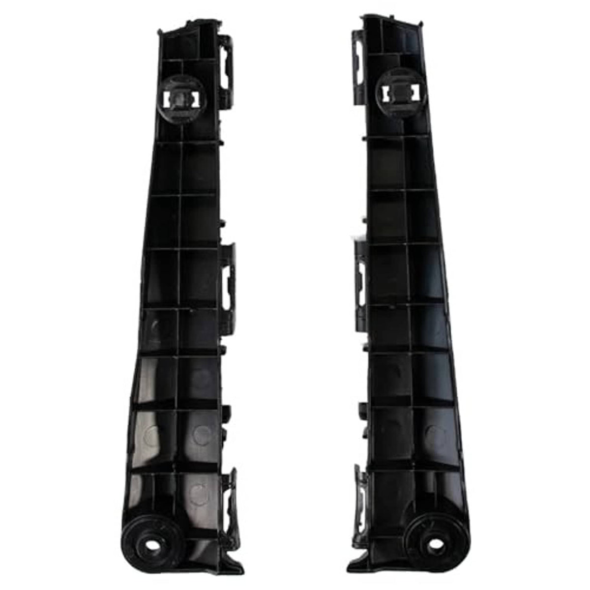 Front bumper bracket underside, black molded plastic with mounting lugs and circular holes