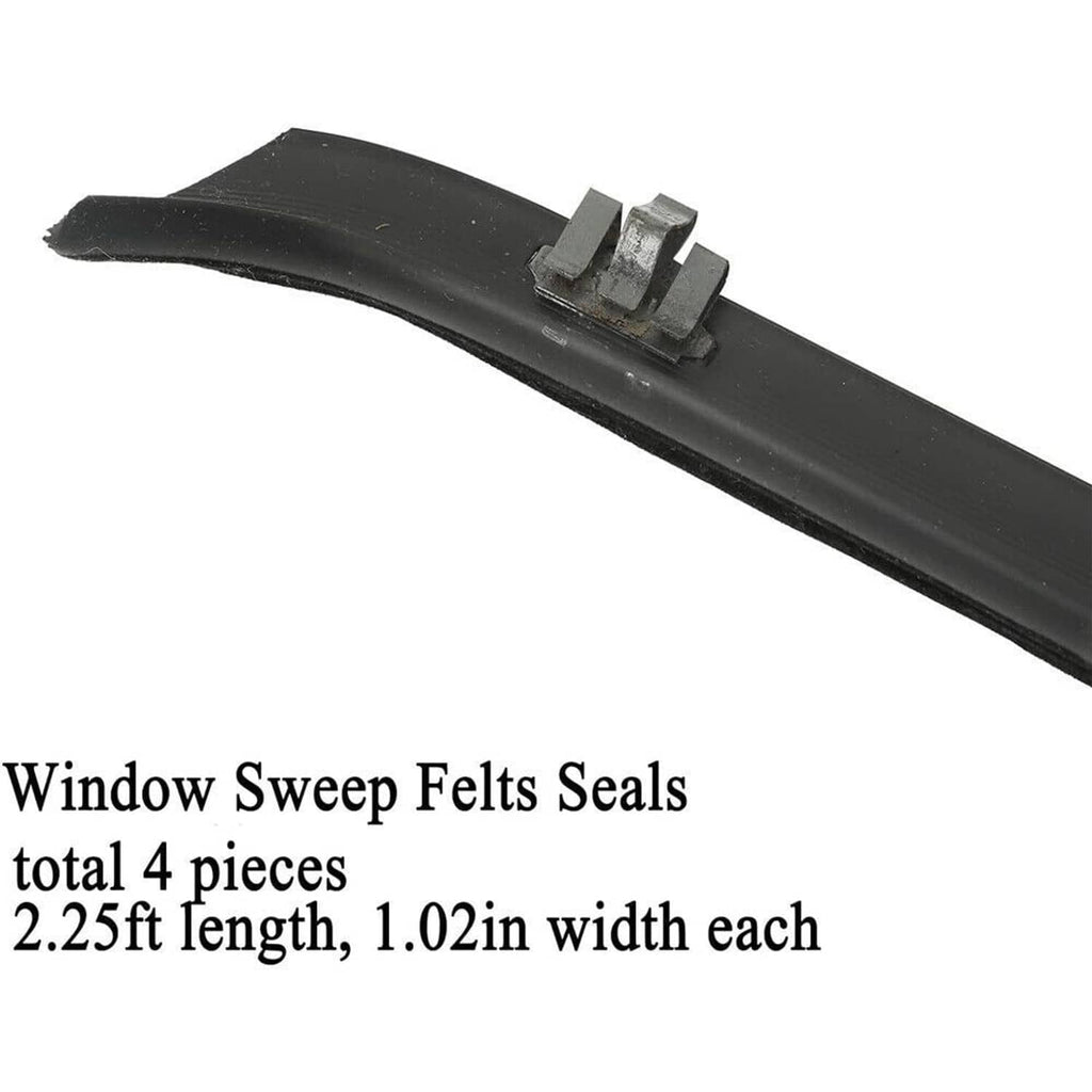 Black rubber window sweep felt seal piece with metal mounting clip