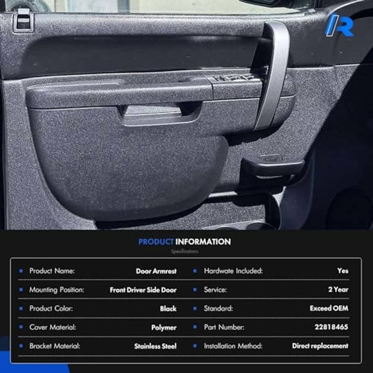 Front driver-side door armrest handle assembly in black interior