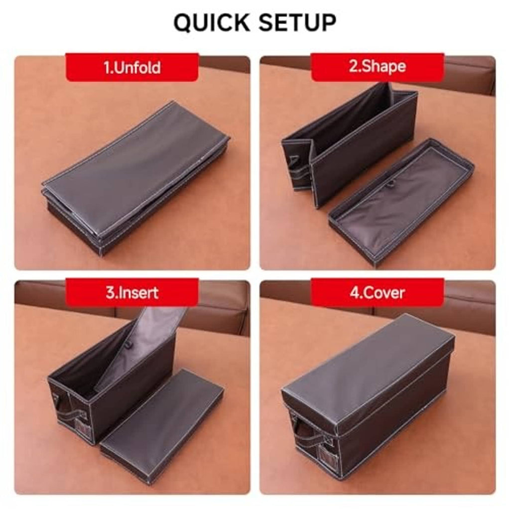 Faux leather CD storage box quick-assembly parts: base, insert, and cover