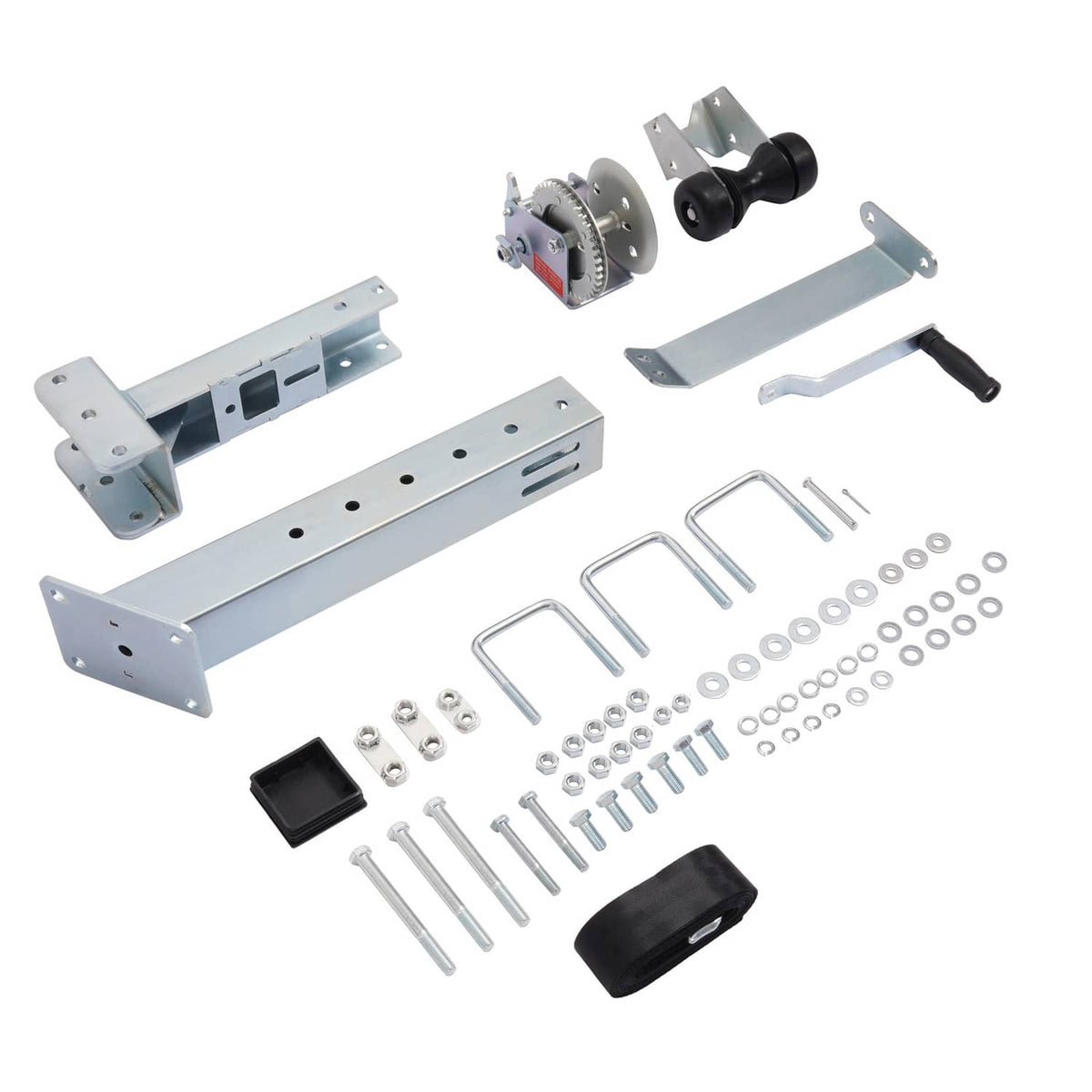 Winch stand parts kit: galvanized steel frame, hardware bolts, crank assembly