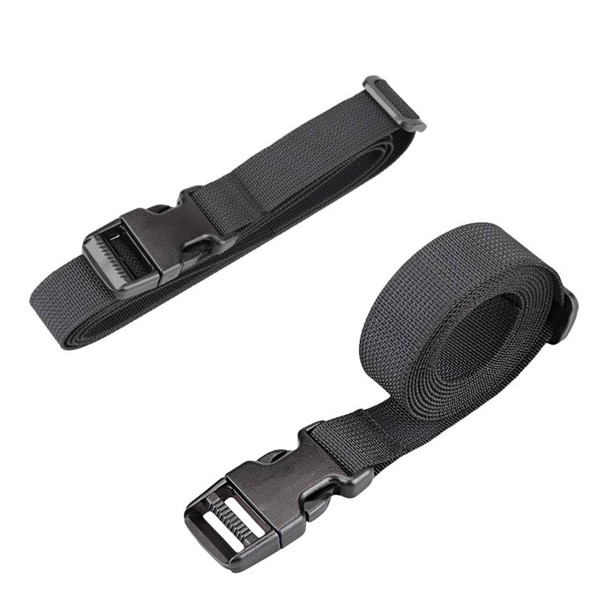 Dark gray rolled packing strap with locking buckle, adjustable 1-inch belt