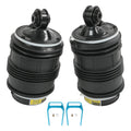 Pair of black rear air suspension springs with blue installation brackets.