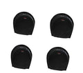 Set of 4 black half-round tire covers with small logo patch on each cover