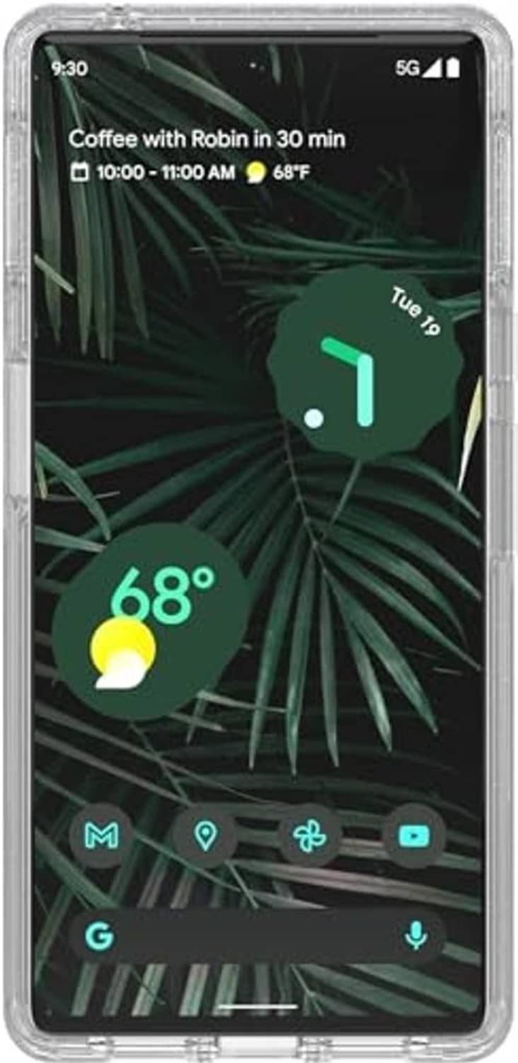Pixel 6 Pro clear glitter phone case with front protection and precise screen openings