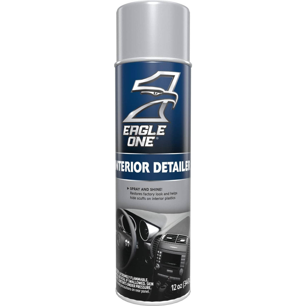 Interior detailer spray bottle with Eagle One logo and glossy front label