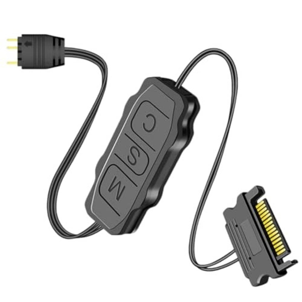 Mini ARGB controller with cable splitter and 3-pin plug, gray handheld module