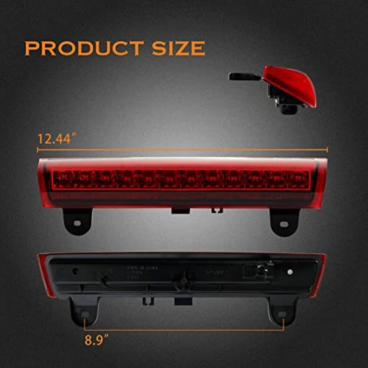 LED third brake light shown front and rear housing for size reference.