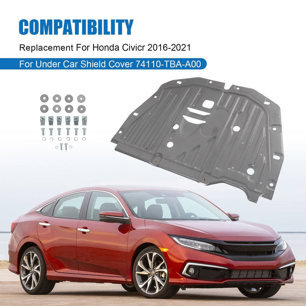 Under car shield cover with mounting holes, dark gray ridged metal plate