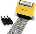 Yellow identity ink roller stamp with VELTEC logo and four black ink cartridges