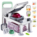 Stainless steel vegetable chopper and slicer with interchangeable blade attachments
