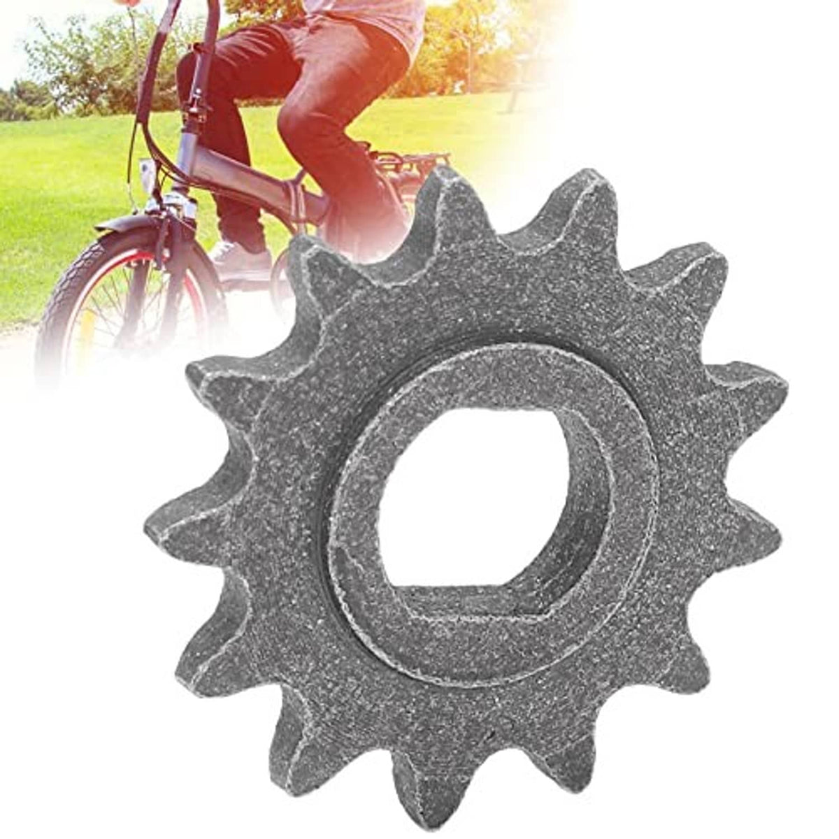 Dark gray 13-tooth chain sprocket gear with round center hole and rugged teeth