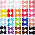 Pinwheel hair bows set with alligator clips, assorted ribbon colors